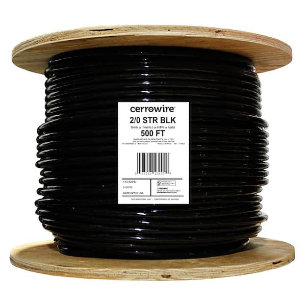 Cerrowire 500 ft. 2/0 Black Stranded Copper THHN Wire