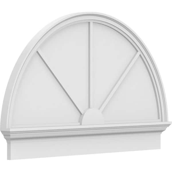 Ekena Millwork 2-3/4 in. x 44 in. x 28-3/4 in. Half Round 3-Spoke Architectural Grade PVC Combination Pediment Moulding