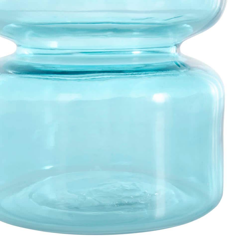 Azure Blue Glass Round Table Vase Set