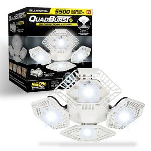 QuadBurst 10.6 in. 192 High Intensity LED 5500 Lumens White Flush Mount Ceiling Garage Light with 4 Adjustable Heads