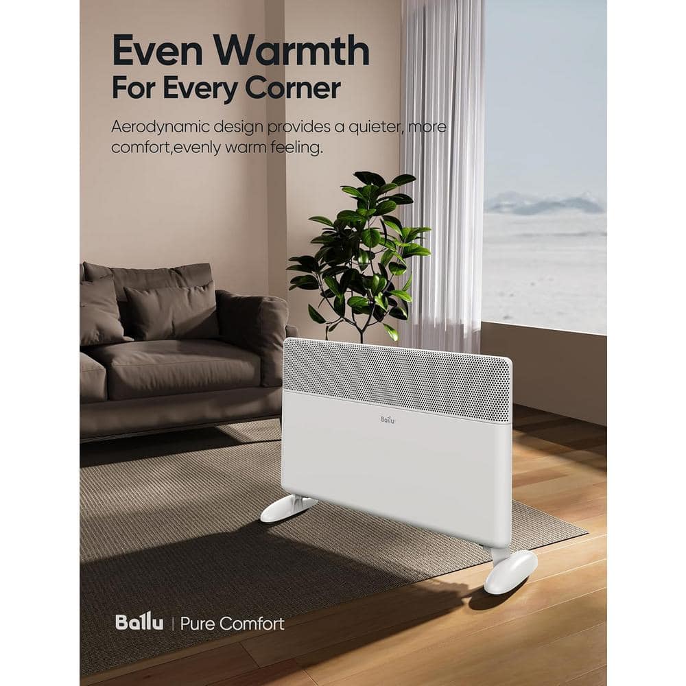 White Electric Convection Panel Heater with Thermostat and Remote