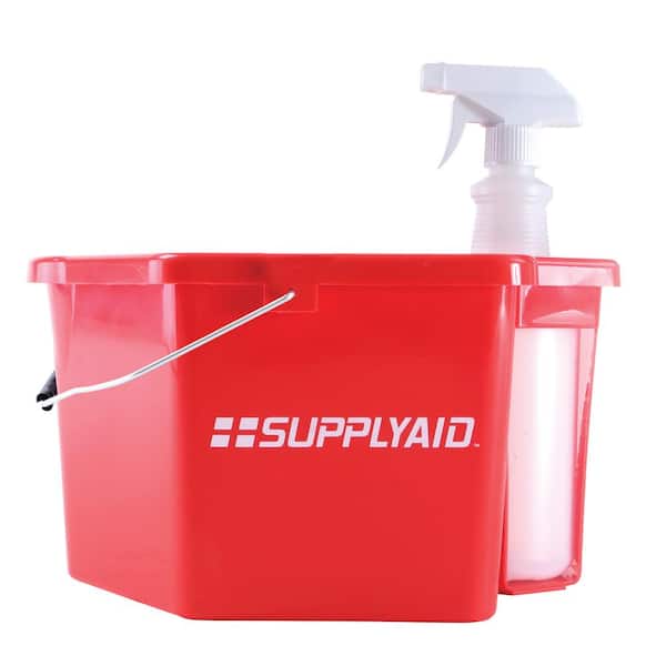 SUPPLYAID 6 Qt. Heavy Duty Plastic, Corrosive-Resistant Sanitizing Bucket with 25 oz. Spray Bottle