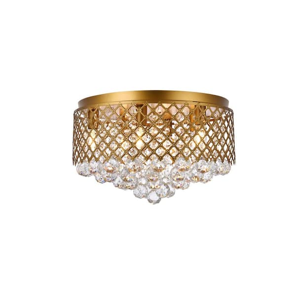 Unbranded Timless Home 17.7 in. 6-Light Contemporary Brass and Clear Flush Mount with No Bulbs Included