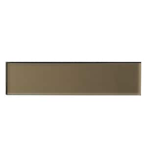 Transitional Design Subway 2 in. x 8 in. Frosted Matte Bronze Glass Backsplash Wall Tile (1 Sq. Ft./Pack)
