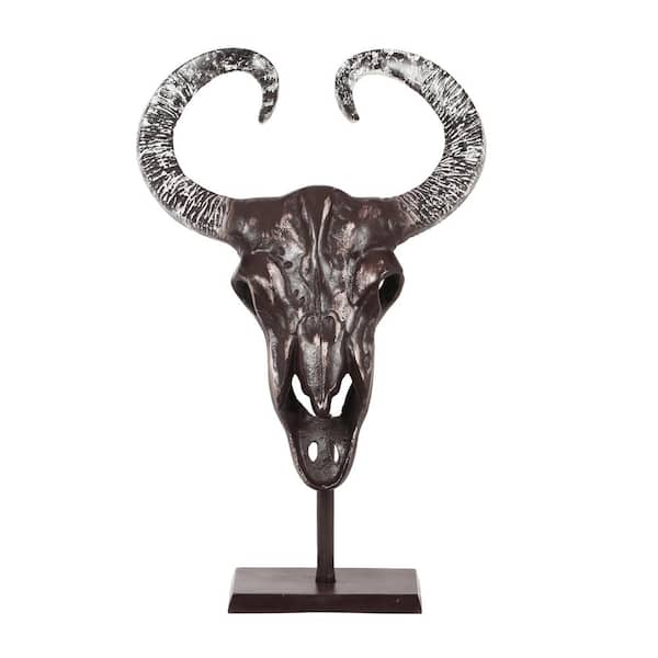 Afoxsos Autrey Indoor Aluminum Handcrafted Bull Skull Wall Decor with Stand