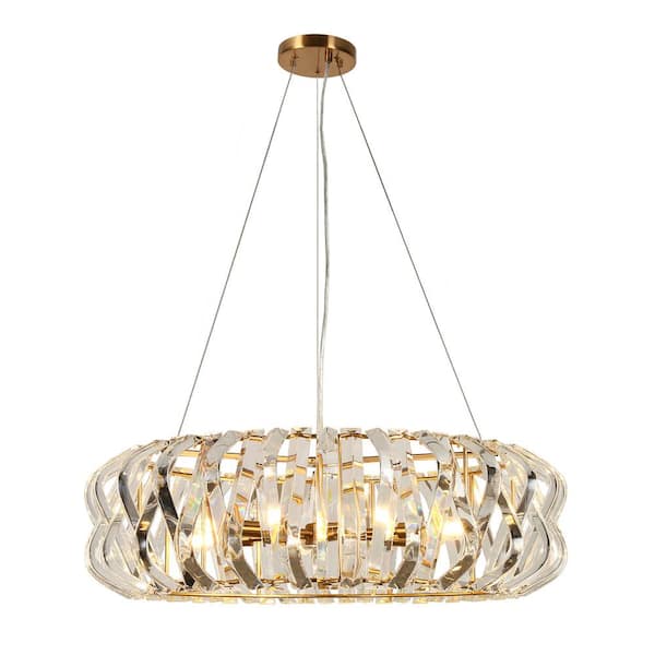 LNC Eurydamas 6-Light Plating Brass Circle Chandelier with Crystal Accents