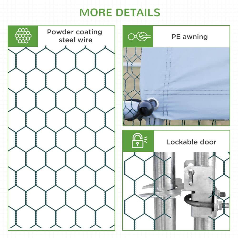 Large Galvanized Metal Chicken Coop with Roof Cover