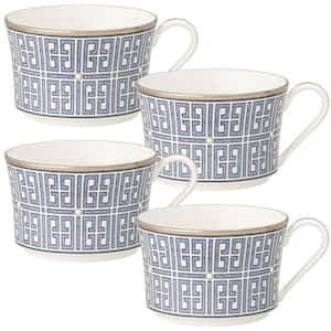 Infinity Blue 7.5 fl. oz. (Blue) Bone China Tea Cups, (Set of 4)