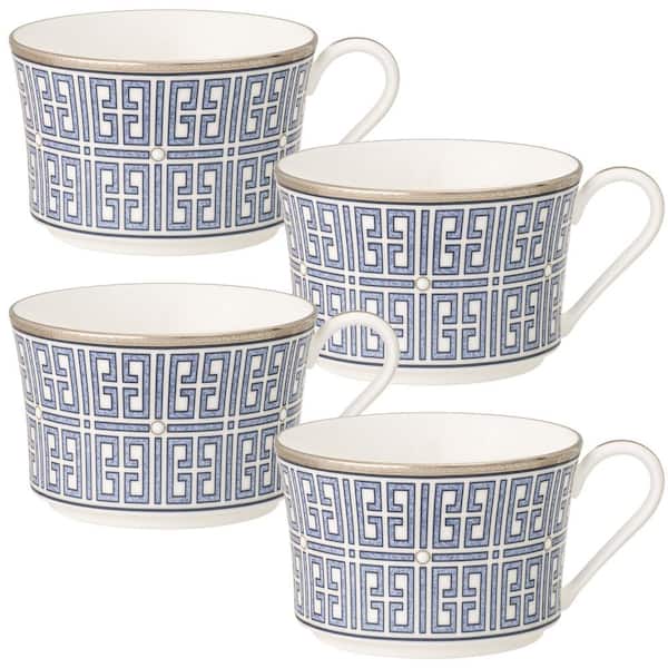 Noritake Infinity Blue 7.5 fl. oz. (Blue) Bone China Tea Cups, (Set of 4)