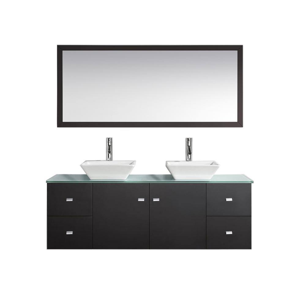 Reviews For Virtu Usa Clarissa 60 In W Bath Vanity In Espresso With Glass Vanity Top In Aqua With Square Basin And Mirror And Faucet Zmd 435 G Es The Home Depot Reviews For Virtu Usa Clarissa 60 In W Bath Vanity In Espresso With Glass Vanity Top In Aqua With Square Basin And Mirror And Faucet Zmd 435 G Es The Home Depot