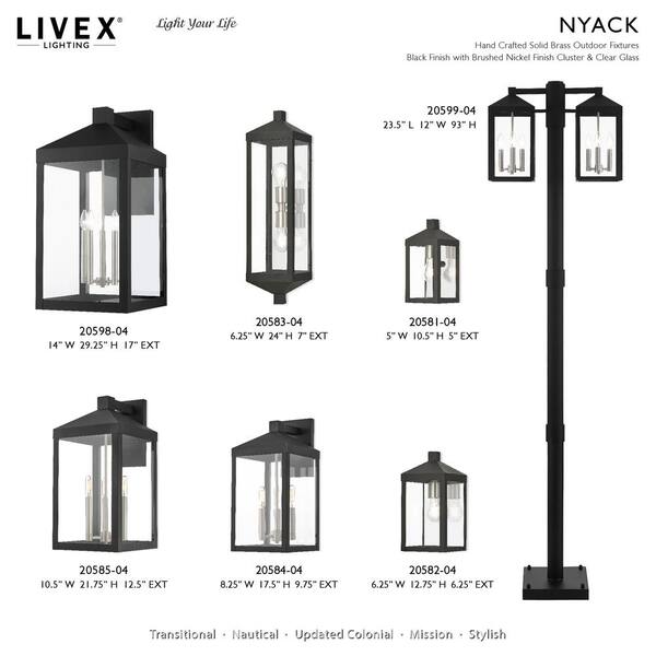 Livex Lighting Oxford 3 Light Textured Black Outdoor Post Top Lantern  7859-14 - The Home Depot