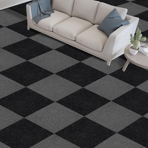 Nexus Black 19.7 in. x 19.7 in. Self-Adhesive Carpet Floor Tile (12-Tiles/32.3 sq. ft.)