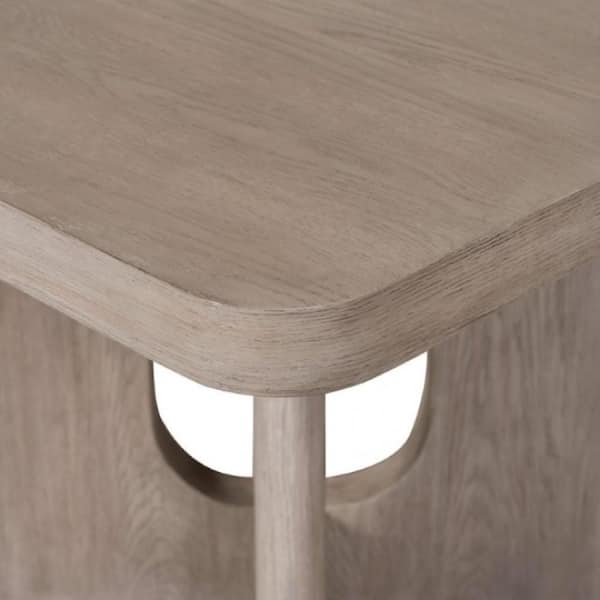 Benjara Zoko 36 in. H White Wash Oak Square Bar Table Seats 4