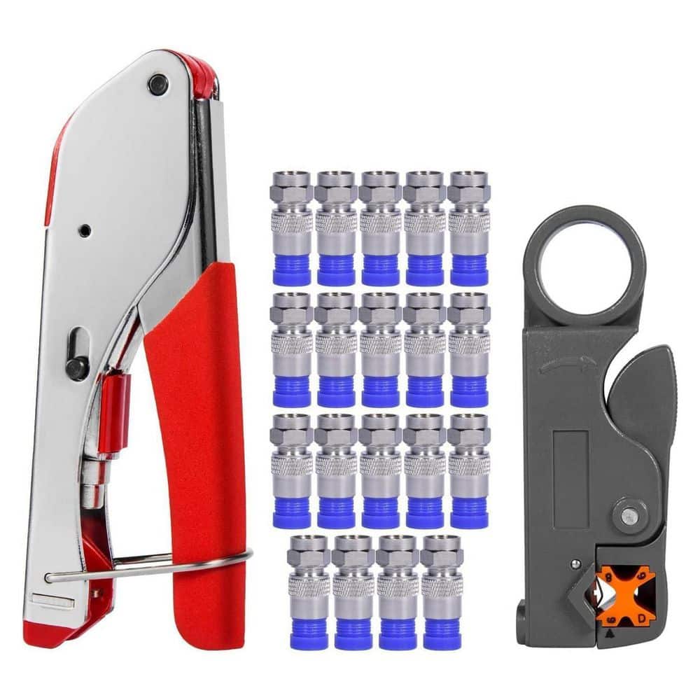 Coaxial Cable Crimper Kit for RG59 RG6 RG11 RG7 with Wire Stripper F-Type RG6 Connector for TV Network price history on PriceWatchPro