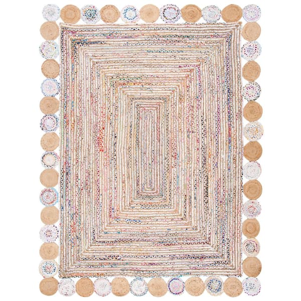 SAFAVIEH Cape Cod Beige/Multi 8 ft. x 10 ft. Circles Border Area Rug