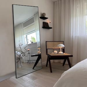 24 in. W x 71 in. H Oversized Modern Rectangle Aluminum Full Length Black Wall Mounted/Standing Mirror Floor Mirror