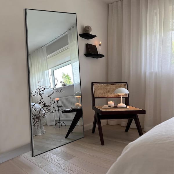 LuxHomez 24 in. W x 71 in. H Oversized Modern Rectangle Aluminum Full Length Black Wall Mounted/Standing Mirror Floor Mirror