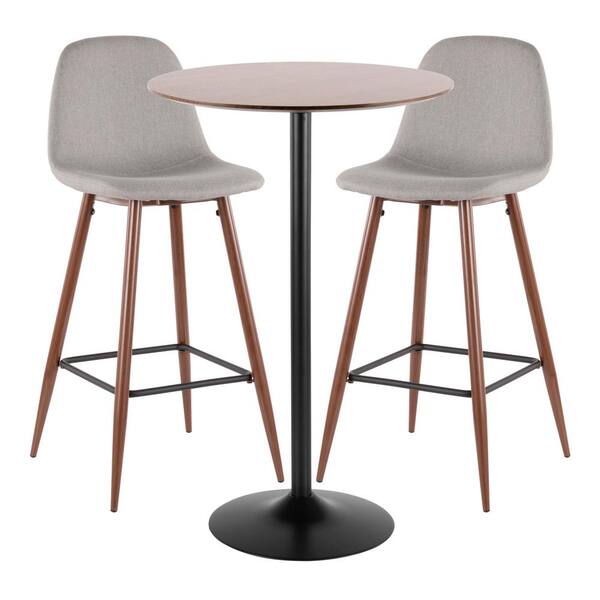Lumisource Pebble 3-Piece Light Grey Pub Set