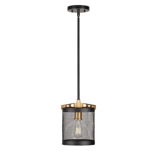 Unbranded Takoma 1-Light Black and Soft Gold Wire Mesh Industrial Mini Pendant with Metal Mesh Shade