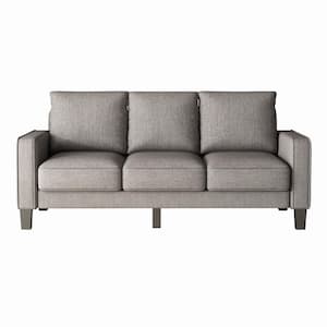 75 in. Square Arm Fabric Modern Straight Sofa in Light Gray for Living Room