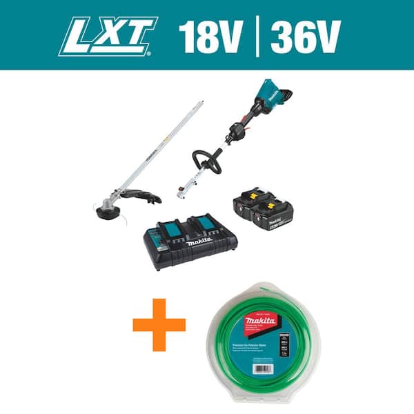 Makita LXT 18V X2 (36V) Brushless Couple Shaft Power Head Kit with Trimmer Attachment with Round Trimmer Line