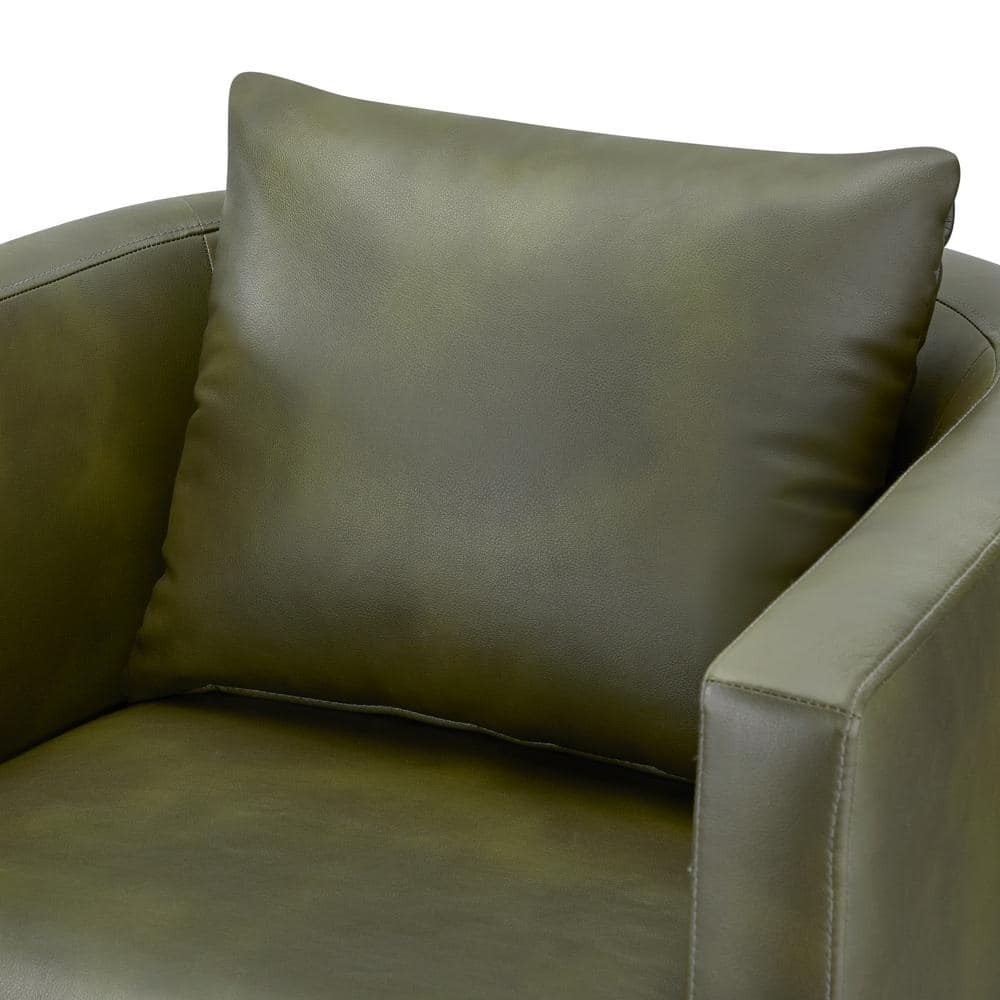 Fern Green Faux Leather Swivel Barrel Chair