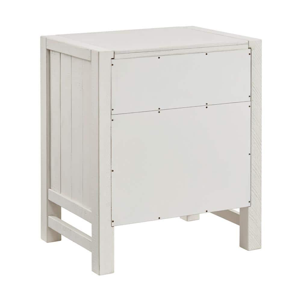 Arden 22" Driftwood White Pine 2-Drawer Nightstand with Open Shelf