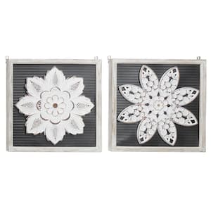 Traditional MDF White Wall Decor (Set of 2)