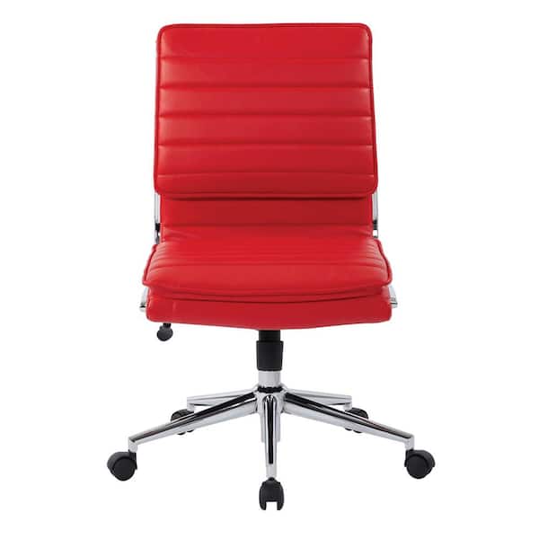 Office Star Products Armless Red Mid Back Manager's Faux Leather