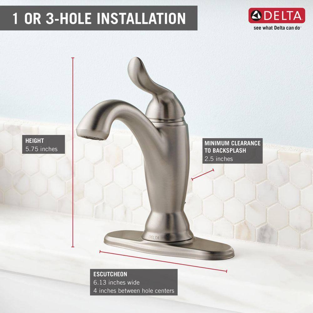 Stainless Steel Single Handle Bathroom Faucet with Drain Assembly