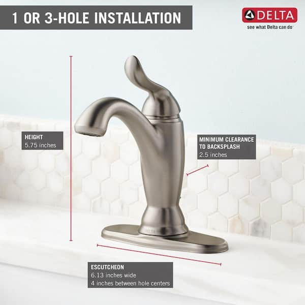 Delta Linden Single Hole Single-Handle Bathroom Faucet with Metal