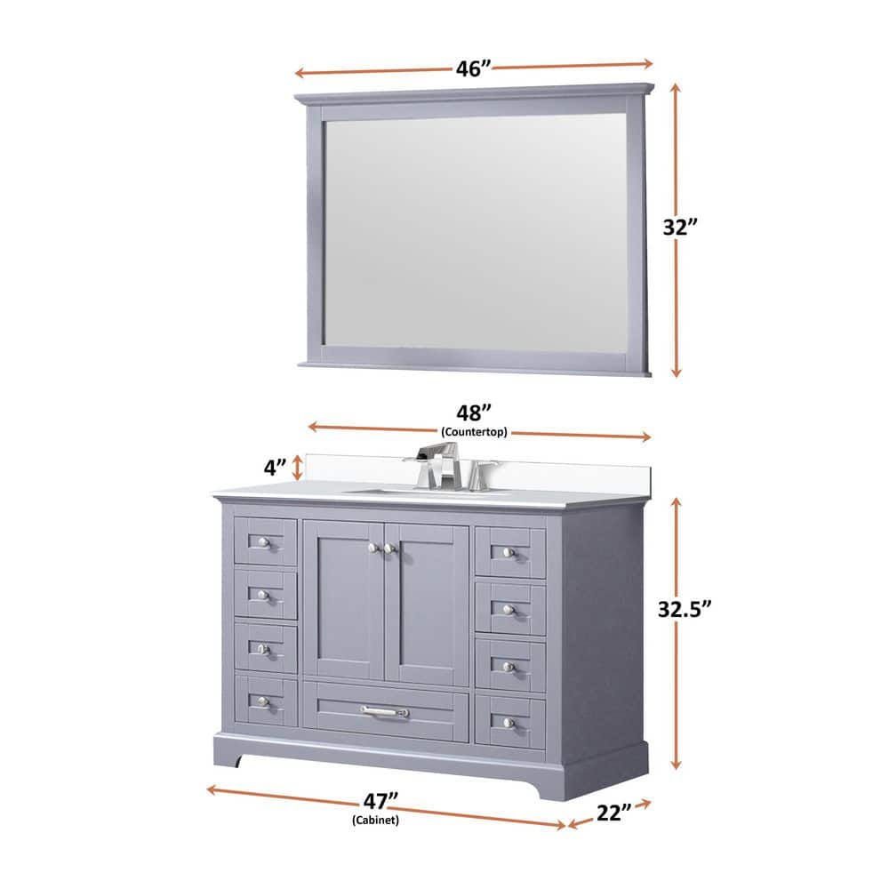 Dukes 48" Dark Grey Single Bath Vanity with Marble Top