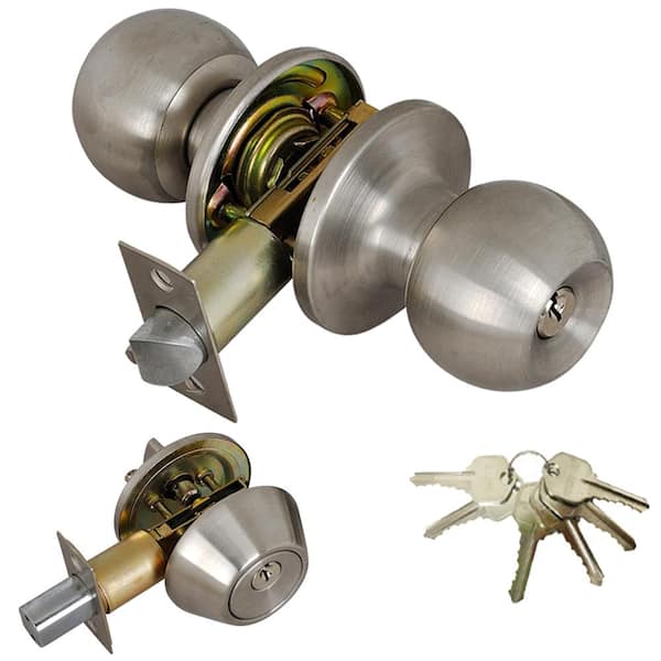 Grip Tight Tools Entry Door Knob Combo Lock Set w/ Deadbolt & 24 Keys-4 Pack