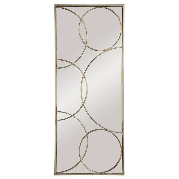 Luna Small Novelty Silver Metallic Shatter Resistant Contemporary Mirror (19 in. H x 46 in. W)