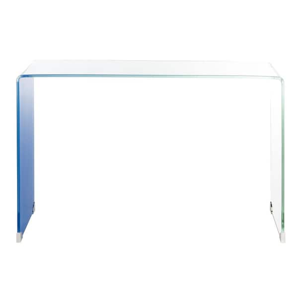 SAFAVIEH Crysta 44 in. Clear/Blue Rectangle Glass Console Table