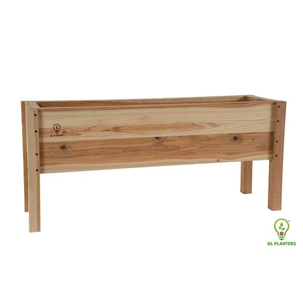 GL PLANTERS 44 in. x 12 in. x 20 in. ALL Natural Cedar Wood Raised Elevated Garden Planter High Quality Heavy Duty Garden Bed