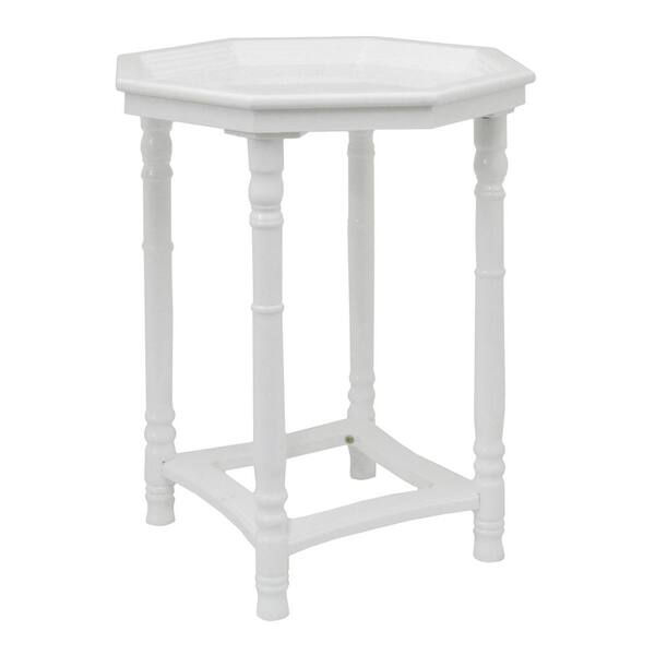 THREE HANDS Wood Side Table in Gloss White