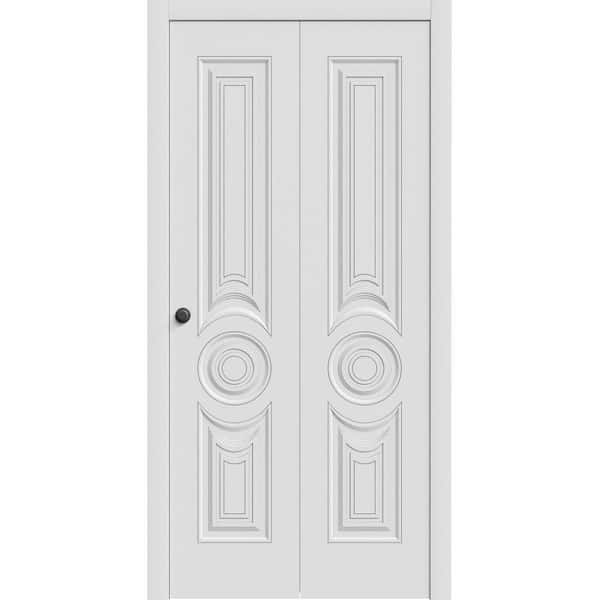 7855 56 in. x 96 in. Sold Core White Enamel Color Wood Bi-fold Door with Hardware