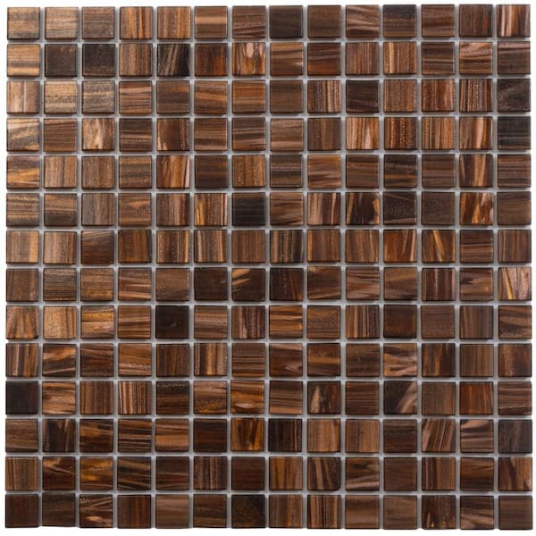 Apollo Tile Celestial 4 in. x 6 in. Glossy Bronze Glass Mosaic Uniform square Wall & Floor Sample Tile (0.13 sq. ft./Piece) (1-Pack)