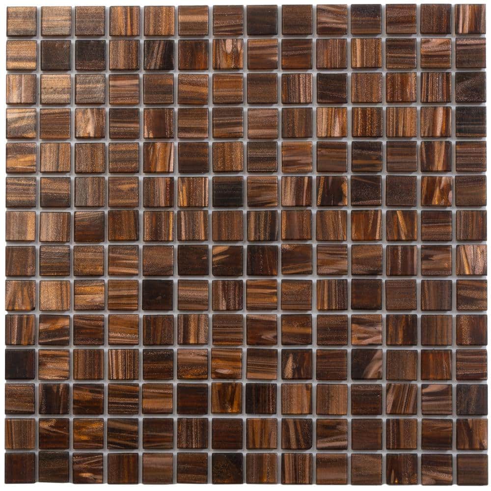 Celestial Bronze 12" x 12" Glass Mosaic Wall and Floor Tile