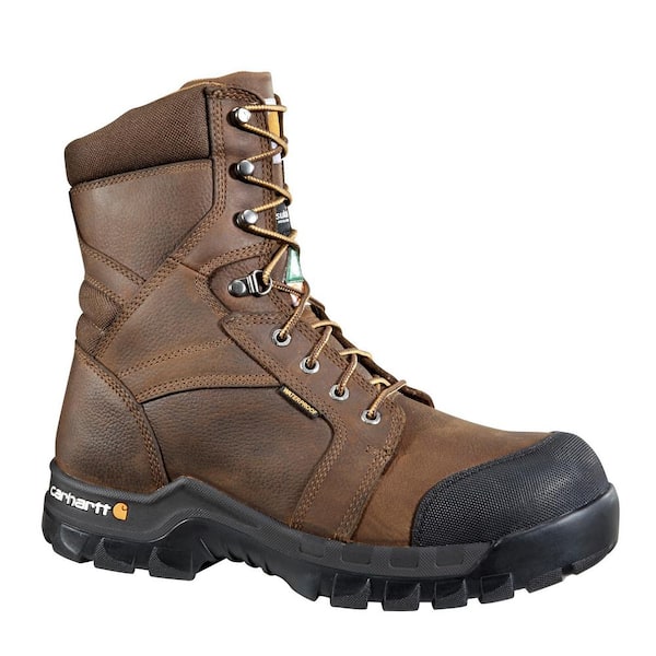 Carhartt Men's Rugged Flex Waterproof 8'' Work Boots - Composite Toe - Brown Size 8.5(W)