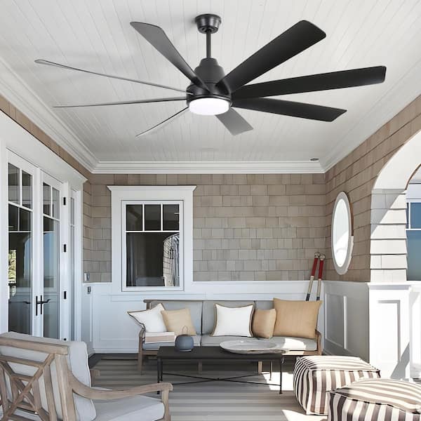 72 in. Indoor Black 8 Durable ABS Blades 22W LED Light 6 speed Ceiling Fan with Remote Control and Reversible DC Motor