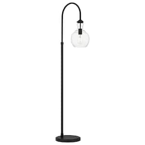 Bakerston 60 in. Matte Black Arc Floor Lamp with Clear Glass Shade