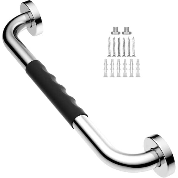 16 in. Anti-Slip Shower Grab Bars w/Rubber Grip Stainless Steel Bathroom Grab Bar Handle Safety Balance Handrail, Chrome