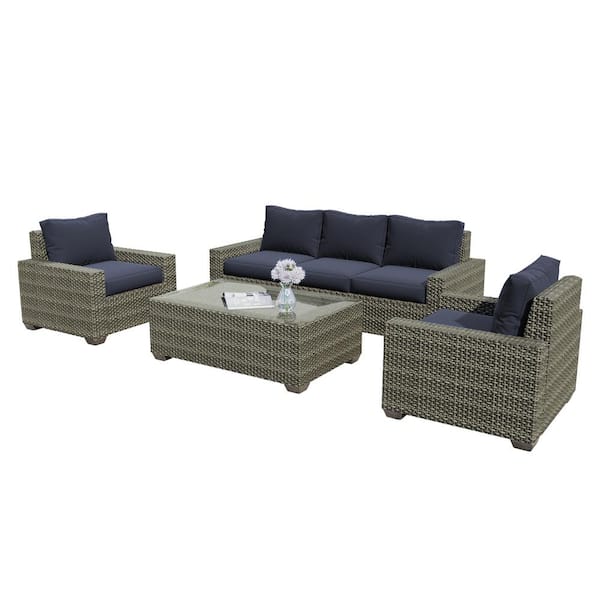 Uixe 6-Piece Rattan 5-Person Wicker Outdoor Sectional Seating Group ...