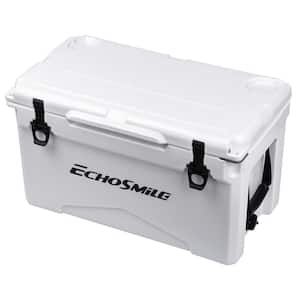 35 qt. Outdoor White Insulated Box Cooler with Stretch Lock, Non-Slip Rubber Mat and 4-Handles