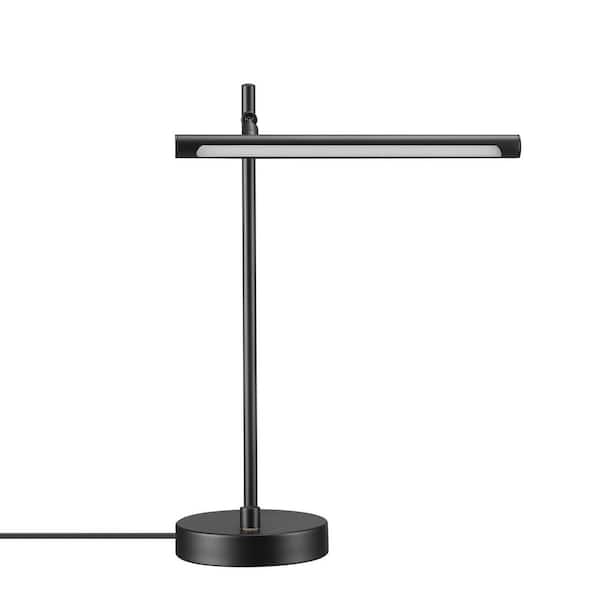 Globe Electric 15 in. LED Integrated Matte Black Desk Lamp with Push Button Rotary Switch