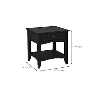 Cedar Springs Rectangular Charcoal Black Wood 1 Drawer End Table (21.97 in. W x 21.97 in. H)