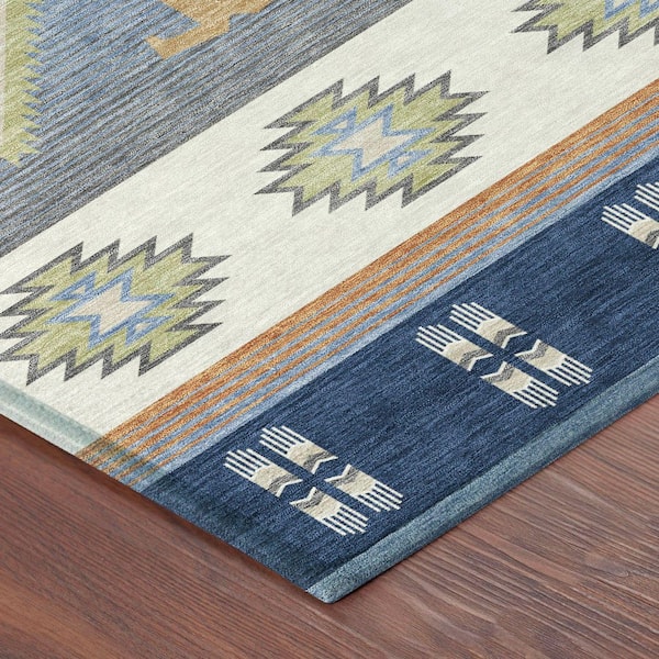 Chantille Machine Washable Indoor/Outdoor Abstract ACN2541 Navy 3 ft. x 4 ft. Area Rug