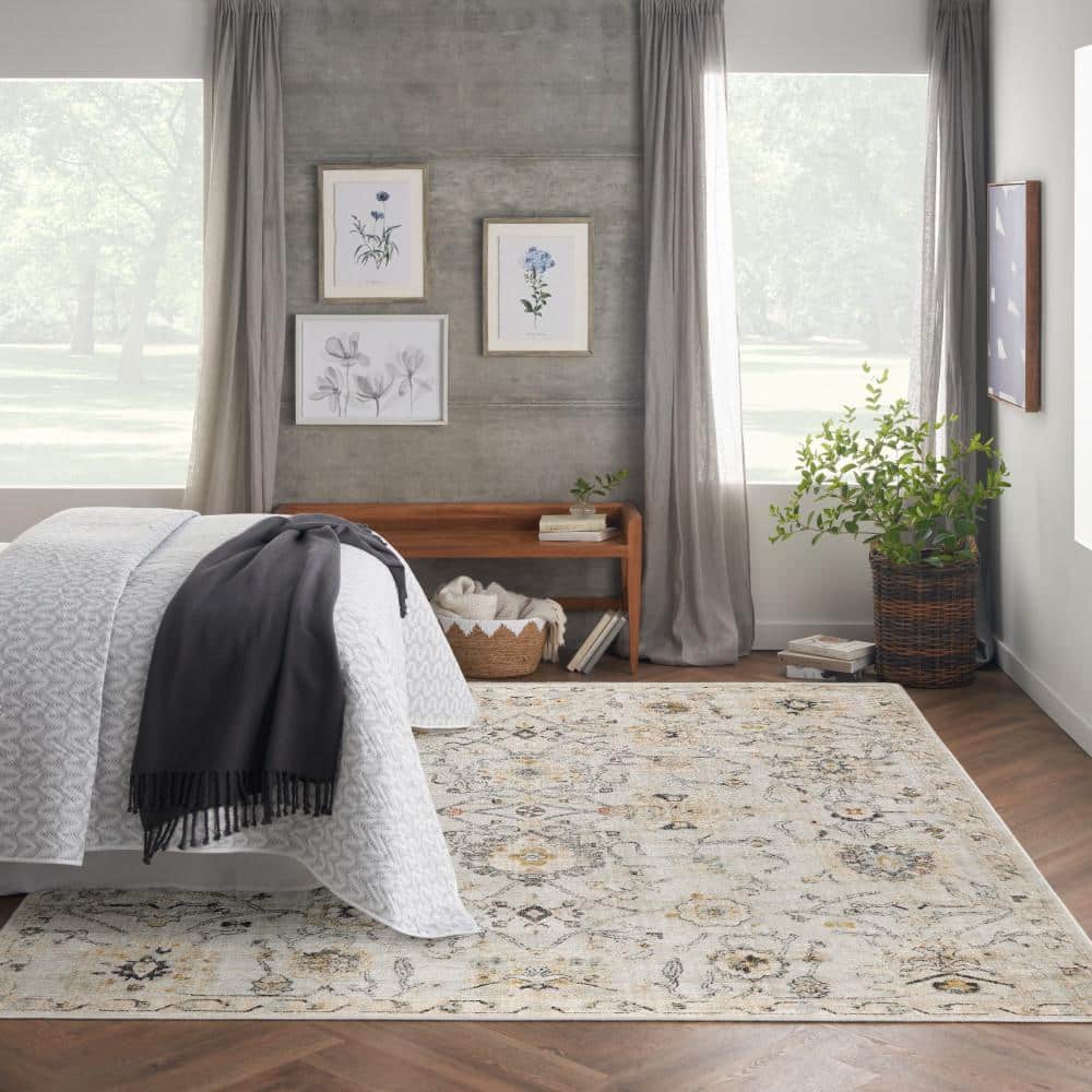 Handmade Gray Floral Synthetic 9' x 12' Area Rug